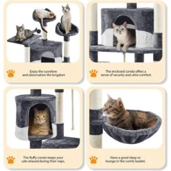 Yaheetech 79-in Plush Cat Tree & Condo, Dark Gray/White -Cat Supplies 266560 PT4. AC SS1800 V1691161722