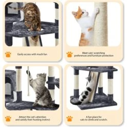 Yaheetech 79-in Plush Cat Tree & Condo, Dark Gray/White -Cat Supplies 266560 PT5. AC SS1800 V1691161707