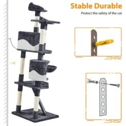Yaheetech 79-in Plush Cat Tree & Condo, Dark Gray/White -Cat Supplies 266560 PT7. AC SS1800 V1691161823