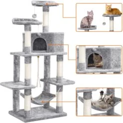 Yaheetech 58-in Plush Cat Tree & Condo, Light Gray 13 Yaheetech 58-in Plush Cat Tree & Condo, Light Gray -Cat Supplies 266562 PT3. AC SS1800 V1669909136