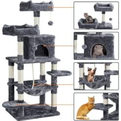 Yaheetech 59-in Plush Cat Tree & Condo -Cat Supplies 266571 PT3. AC SS1800 V1686153688