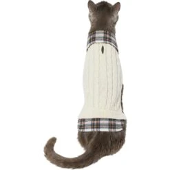 Frisco Cream Cable Knit Dog & Cat Sweater, White/Red Plaid 11 Frisco Cream Cable Knit Dog & Cat Sweater, White/Red Plaid -Cat Supplies 268057 PT2. AC SS1800 V1628740011