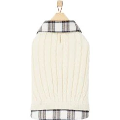 Frisco Cream Cable Knit Dog & Cat Sweater, White/Red Plaid 12 Frisco Cream Cable Knit Dog & Cat Sweater, White/Red Plaid -Cat Supplies 268057 PT4. AC SS1800 V1628740041