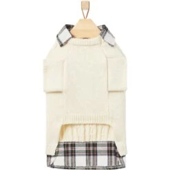 Frisco Cream Cable Knit Dog & Cat Sweater, White/Red Plaid 13 Frisco Cream Cable Knit Dog & Cat Sweater, White/Red Plaid -Cat Supplies 268057 PT5. AC SS1800 V1628739996