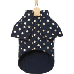 Frisco Lightweight Gold Dotted Dog & Cat Jacket, Navy -Cat Supplies 268247 PT5. AC SS1800 V1628824894