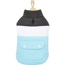 Frisco Mediumweight Colorblock Insulated Dog & Cat Puffer Coat With Pocket, Blue -Cat Supplies 268311 PT4. AC SS1800 V1628826737