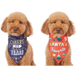Frisco Santa's Favorite & Cheers To The New Year Dog & Cat Reversible Bandana -Cat Supplies 276285 PT2. AC SS1800 V1637719891