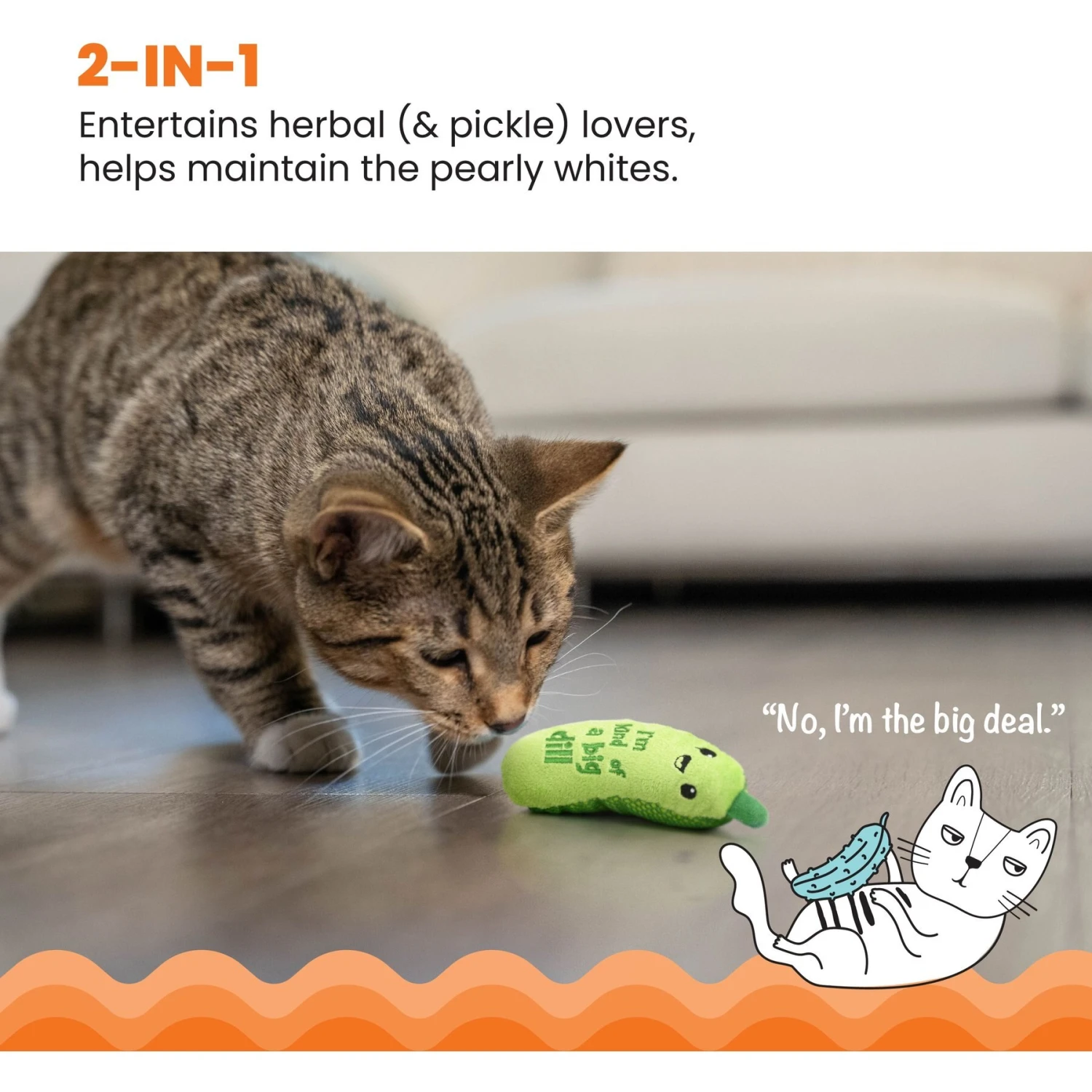 Catstages Crunchy Pickle Kicker Plush Cat Toy With Catnip 4 Catstages Crunchy Pickle Kicker Plush Cat Toy With Catnip - Image 2