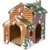 Frisco Holiday Log Cabin Cardboard Cat House -Cat Supplies 287287 MAIN. AC SS1800 V1694814356