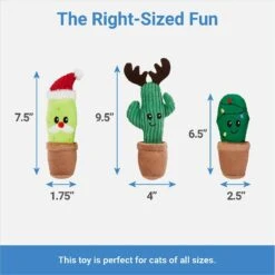 Frisco Holiday Cactus Plush Cat Toy With Catnip, 3 Count -Cat Supplies 287329 PT1. AC SS1800 V1637787997