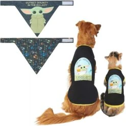 STAR WARS THE MANDALORIAN GROGU "Cutest Bounty" Reversible Dog & Cat Bandana & STAR WARS THE MANDALORIAN GROGU "Left Unsupervised" Dog & Cat T-Shirt