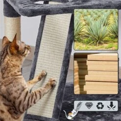 Yaheetech 68.5-in Plush Cat Tower, Dark Gray -Cat Supplies 306515 PT7. AC SS1800 V1624373853