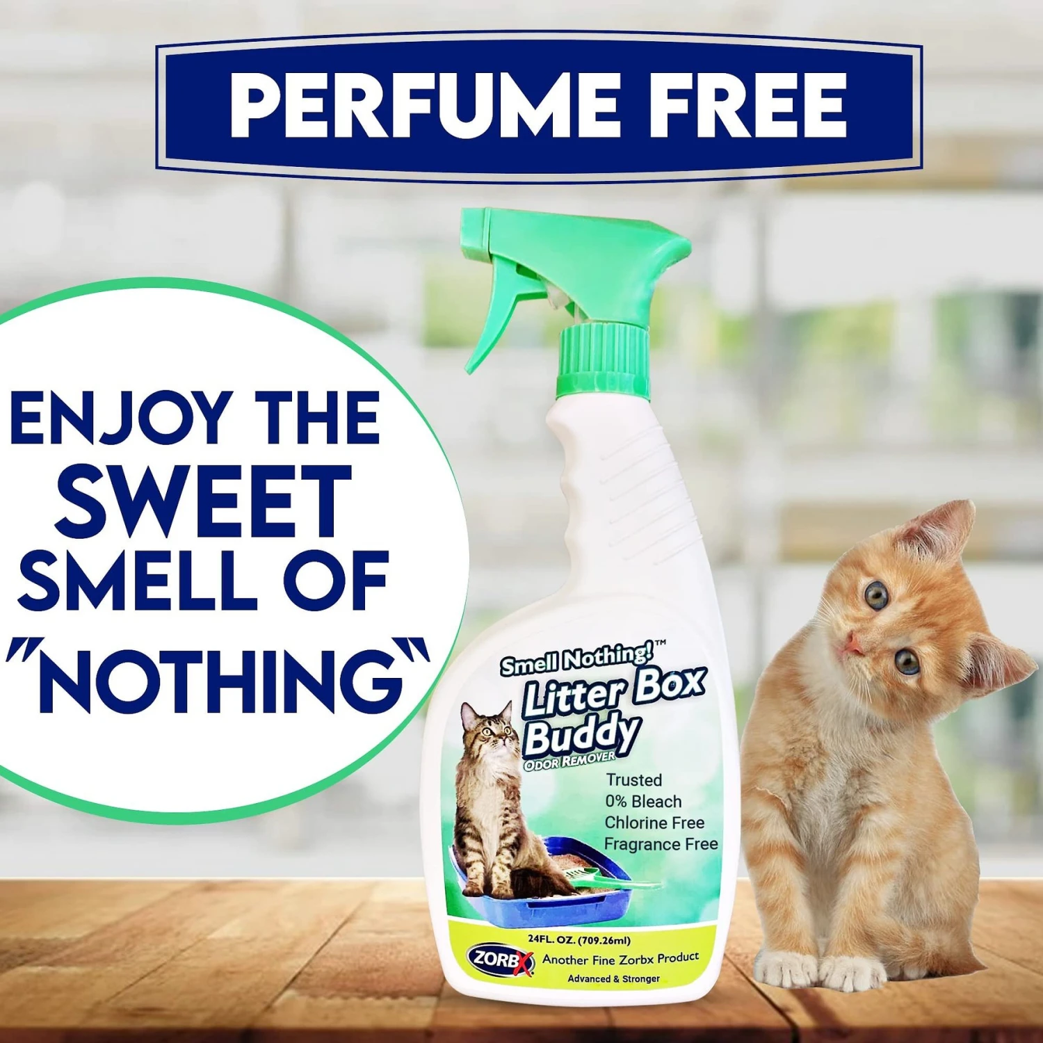 ZORBX Smell Nothing Litter Box Buddy Odor Remover, 24-oz Bottle 4 ZORBX Smell Nothing Litter Box Buddy Odor Remover, 24-oz Bottle - Image 2