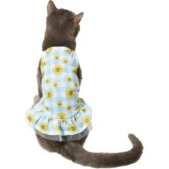 Frisco Sunflower Gingham Dog & Cat Dress -Cat Supplies 312120 PT2. AC SS1800 V1644425858
