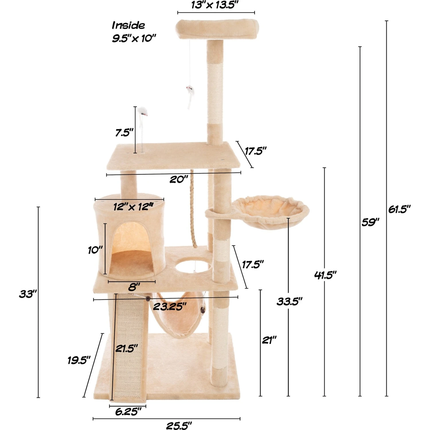 Pet Adobe 4-Tier 61.5-in Cat Tree & Condo 4 Pet Adobe 4-Tier 61.5-in Cat Tree & Condo - Image 2