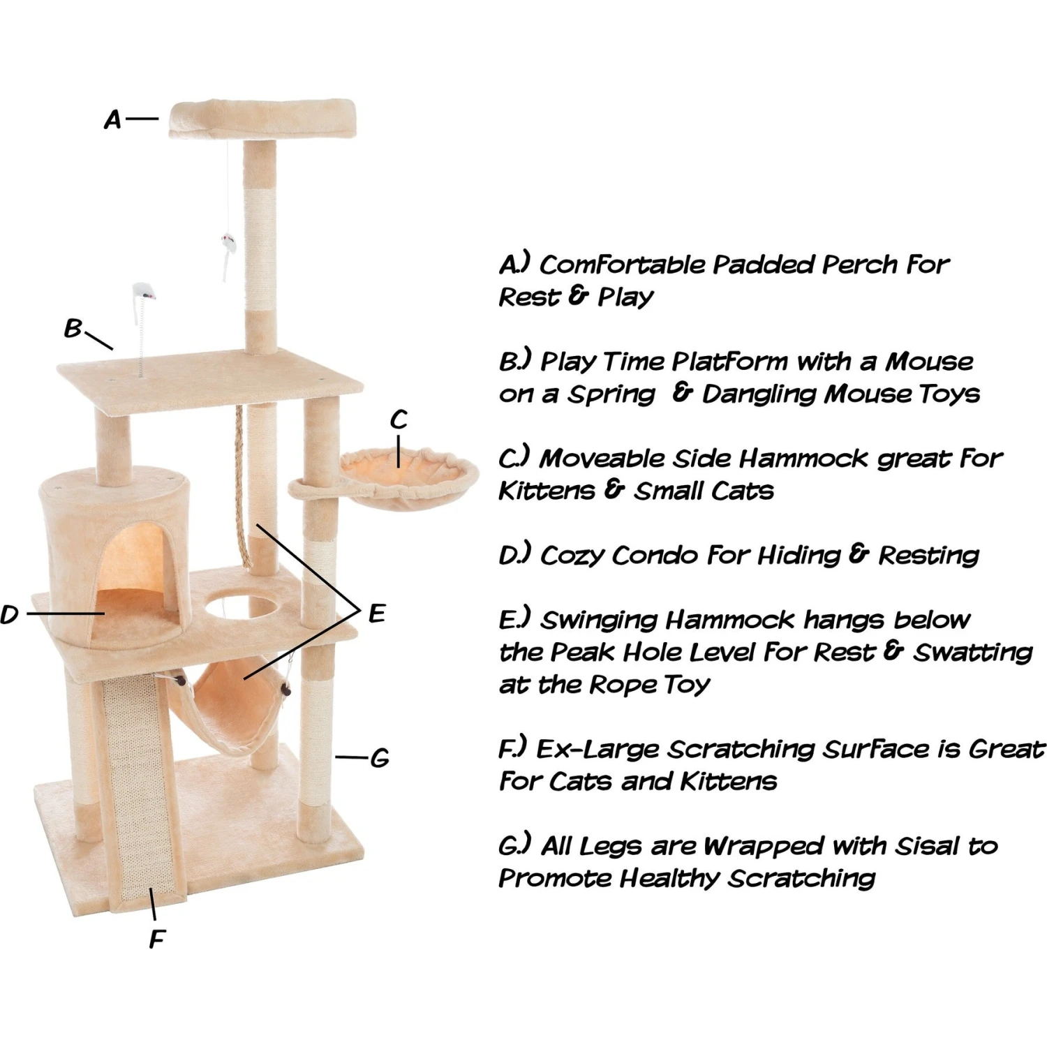 Pet Adobe 4-Tier 61.5-in Cat Tree & Condo 5 Pet Adobe 4-Tier 61.5-in Cat Tree & Condo - Image 3