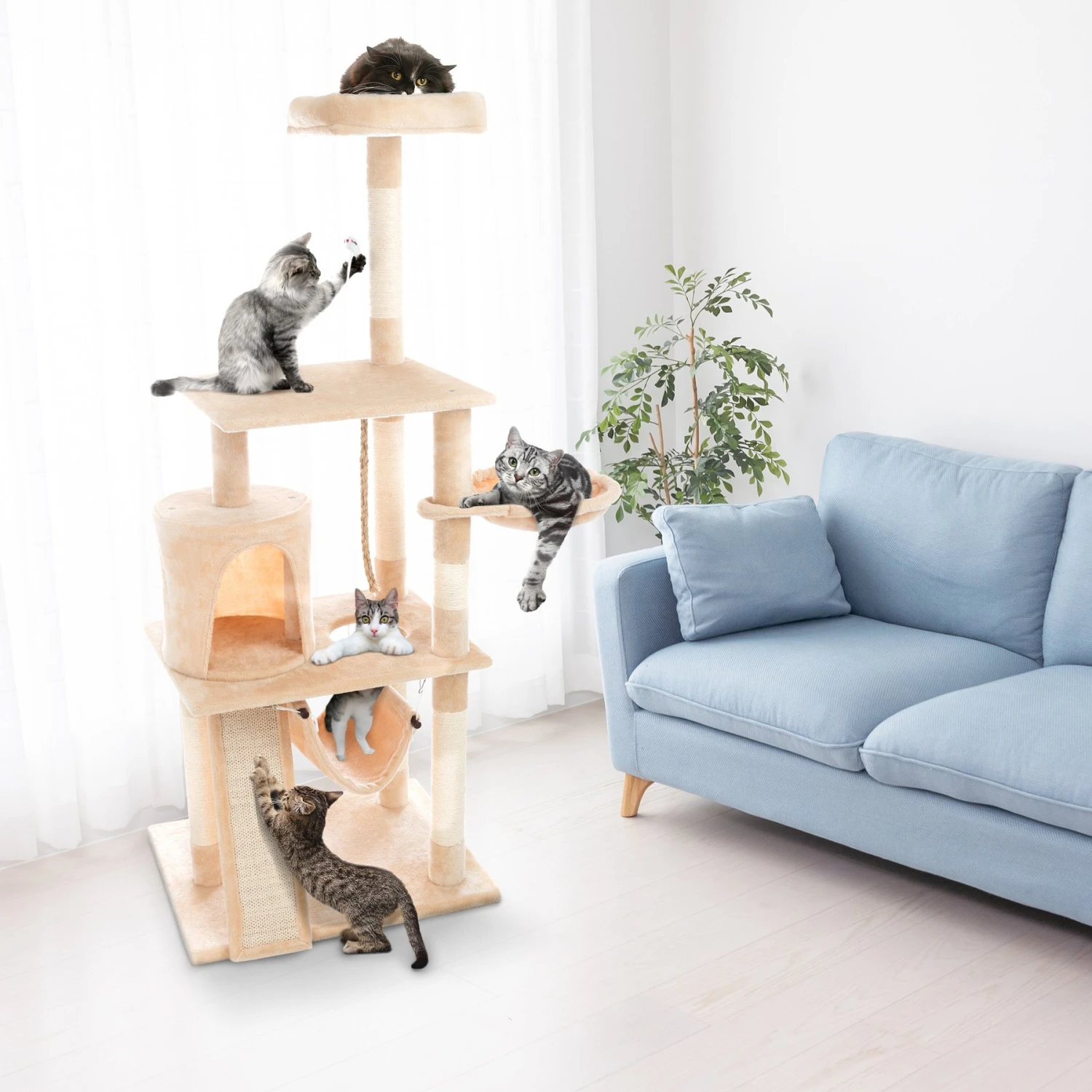 Pet Adobe 4-Tier 61.5-in Cat Tree & Condo 6 Pet Adobe 4-Tier 61.5-in Cat Tree & Condo - Image 4