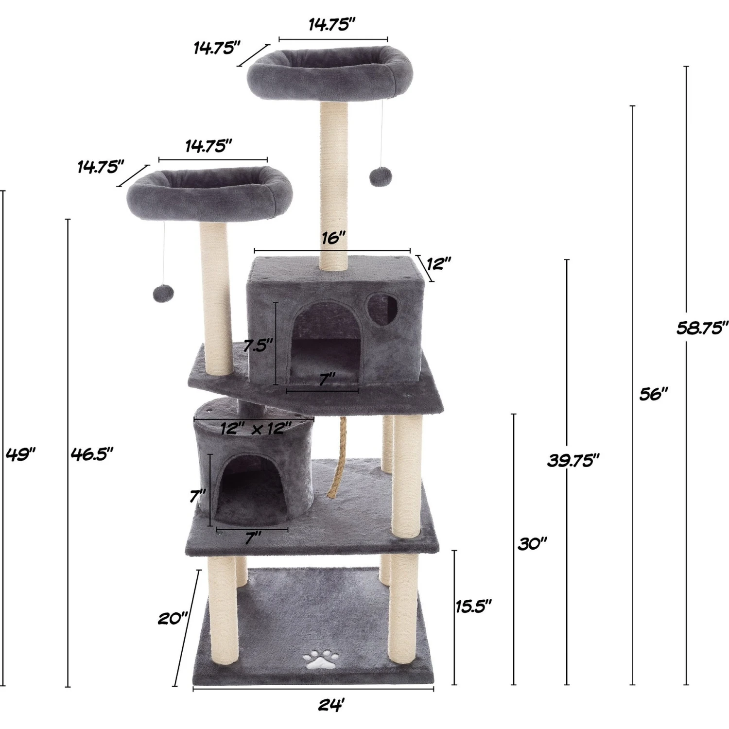 Pet Adobe 5-Tier 58.5-in Cat Tree & Condo 4 Pet Adobe 5-Tier 58.5-in Cat Tree & Condo - Image 2