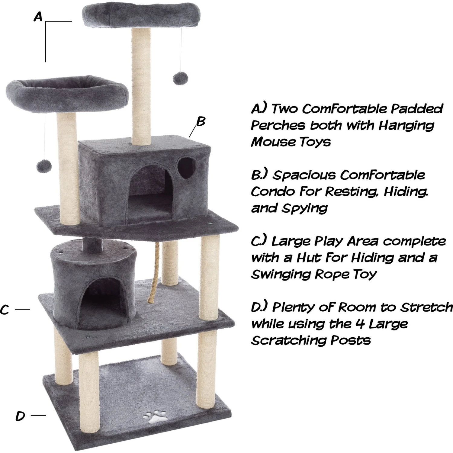 Pet Adobe 5-Tier 58.5-in Cat Tree & Condo 5 Pet Adobe 5-Tier 58.5-in Cat Tree & Condo - Image 3