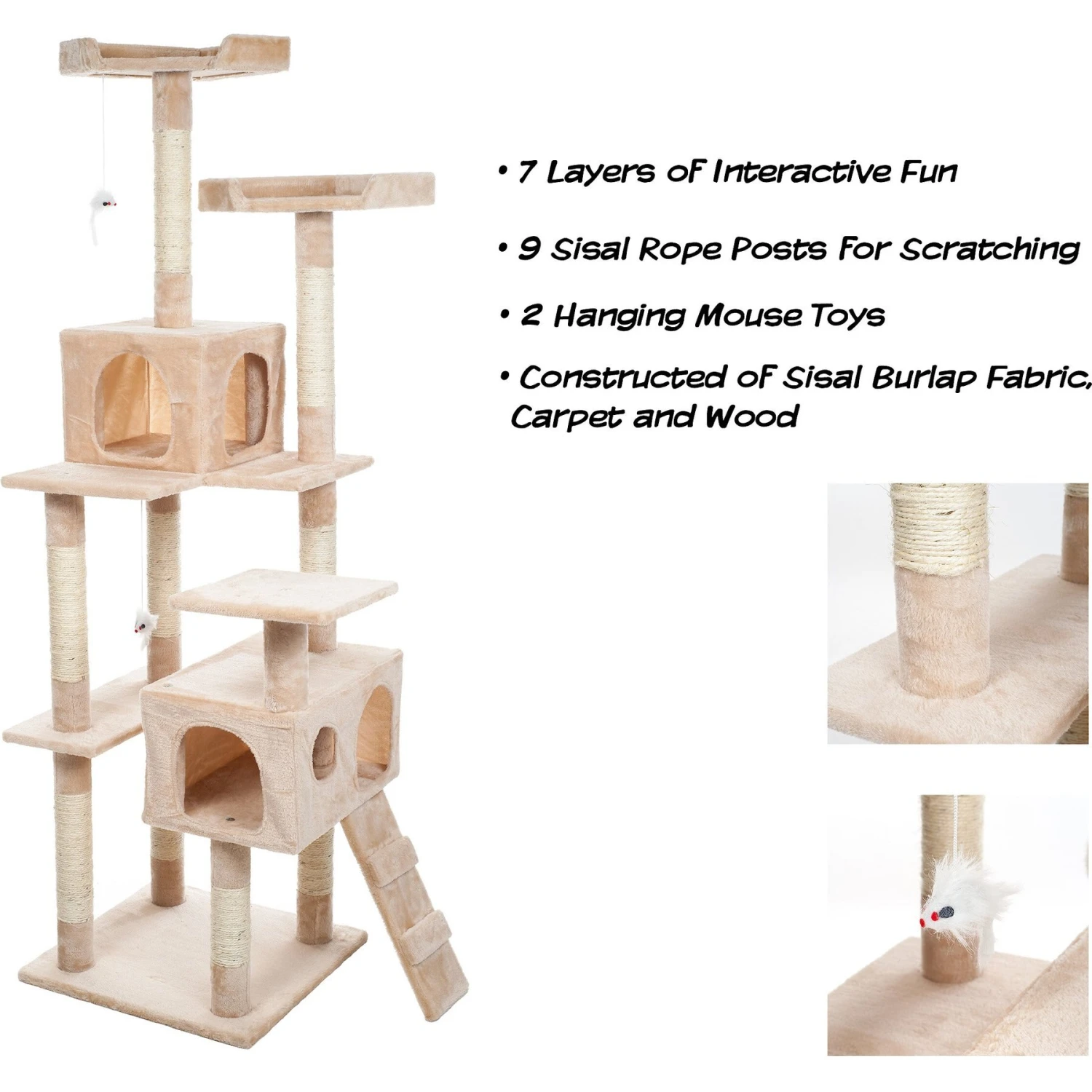 Pet Adobe Multi-Level 66.3-in Cat Tree & Condo 5 Pet Adobe Multi-Level 66.3-in Cat Tree & Condo - Image 3