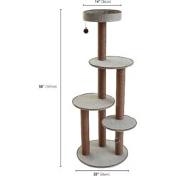 Two By Two The Pine 59-in Cat Tree, Gray -Cat Supplies 316948 PT3. AC SS1800 V1642637495