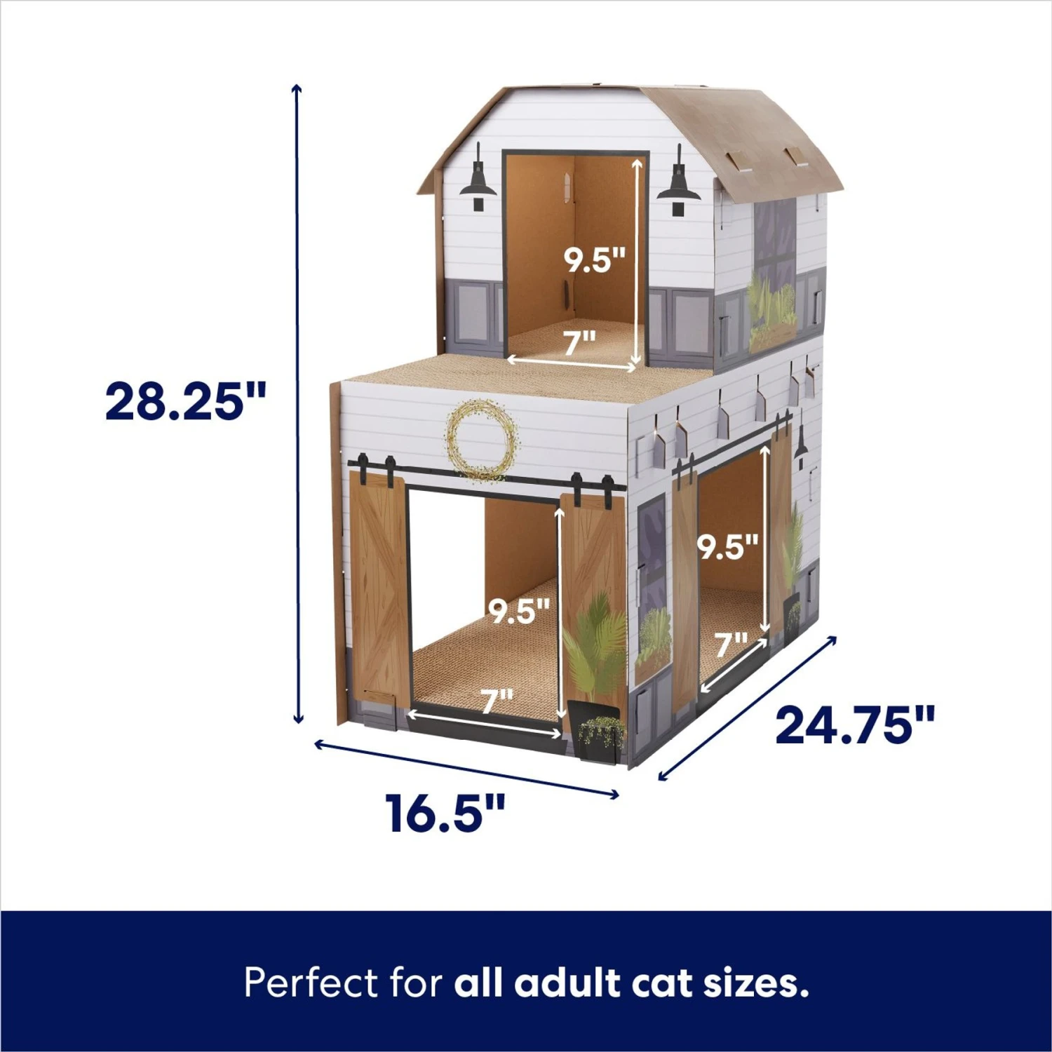 Frisco Farmhouse Cardboard Cat House, 2-Story 4 Frisco Farmhouse Cardboard Cat House, 2-Story - Image 2