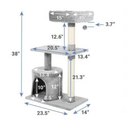 Frisco 61-in Faux Fur Cat Tree & Condo & Frisco 38-in Cat Tree With Condo, Top Perch & Toy -Cat Supplies 318964 PT6. AC SS1800 V1630359370