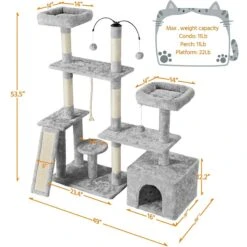 Yaheetech Activity Town 53.5-in Plush Cat Tree -Cat Supplies 325706 PT2. AC SS1800 V1631154678