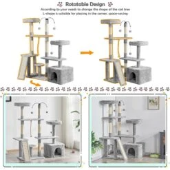 Yaheetech Activity Town 53.5-in Plush Cat Tree -Cat Supplies 325706 PT3. AC SS1800 V1631140883