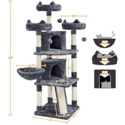 Yaheetech Multi-Level 68.5-in Cat Tree -Cat Supplies 325722 PT2. AC SS1800 V1668636920