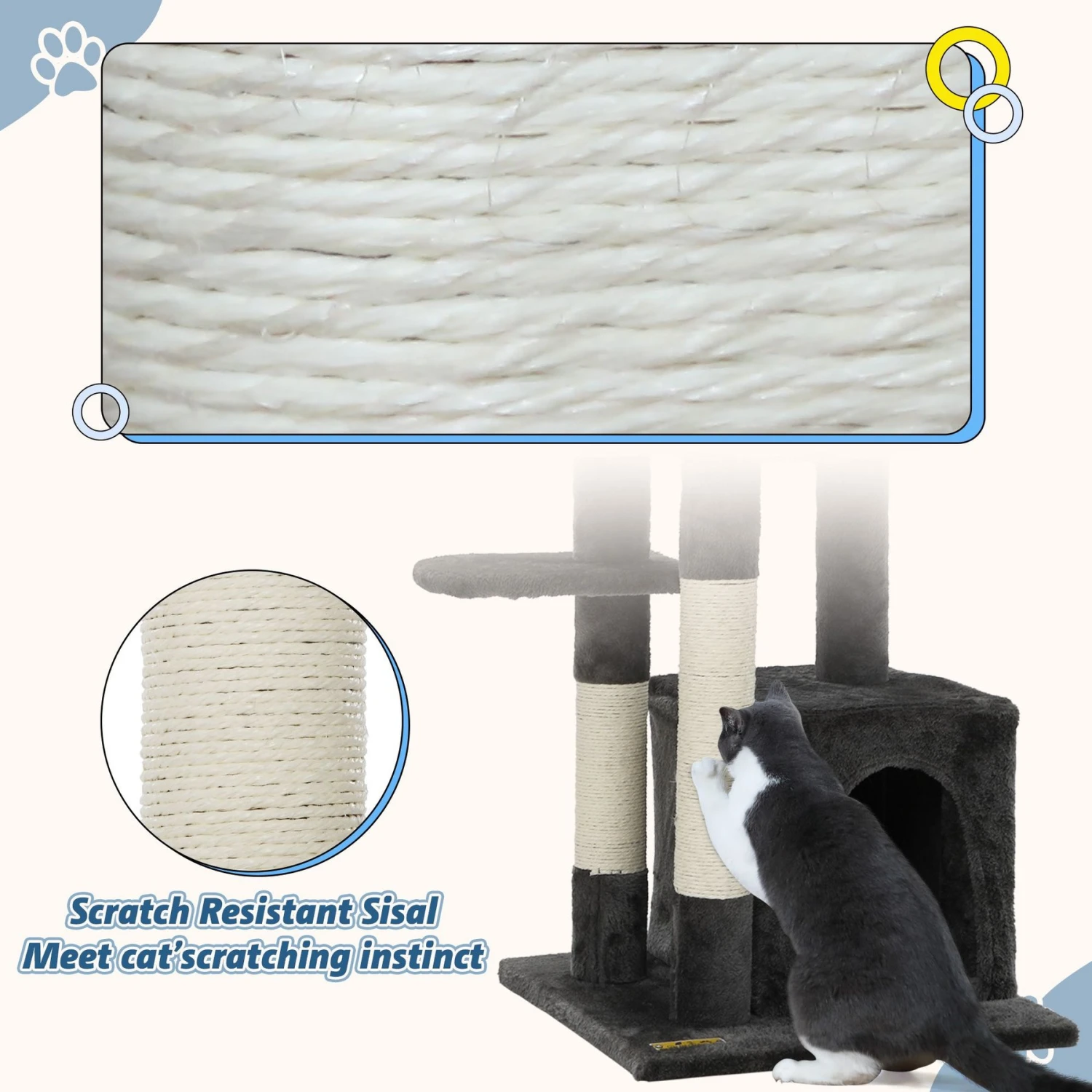 Coziwow By Jaxpety 33-in Small Cat Climbing Tree & Condo 9 Coziwow By Jaxpety 33-in Small Cat Climbing Tree & Condo - Image 7