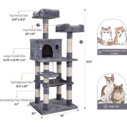 Coziwow By Jaxpety 58-in Cat Tree & Condo With Hammock, Grey 13 Coziwow By Jaxpety 58-in Cat Tree & Condo With Hammock, Grey -Cat Supplies 330952 PT2. AC SS1800 V1677706855