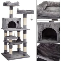 Coziwow By Jaxpety 58-in Cat Tree & Condo With Hammock, Grey 15 Coziwow By Jaxpety 58-in Cat Tree & Condo With Hammock, Grey -Cat Supplies 330952 PT4. AC SS1800 V1663604975