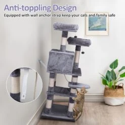 Coziwow By Jaxpety 58-in Cat Tree & Condo With Hammock, Grey 19 Coziwow By Jaxpety 58-in Cat Tree & Condo With Hammock, Grey -Cat Supplies 330952 PT8. AC SS1800 V1663603231