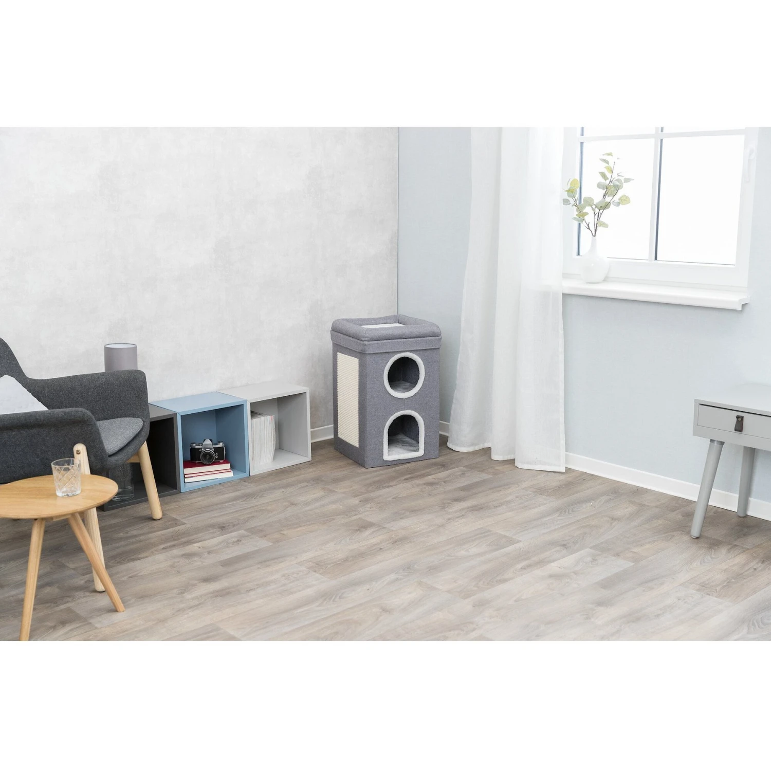 TRIXIE Saul 2-Story Cat Condo & Perch, Gray 4 TRIXIE Saul 2-Story Cat Condo & Perch, Gray - Image 2