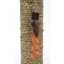 SmartyKat Simply Scratch Seagrass Cat Scratch Post With Feather Cat Toy -Cat Supplies 336395 PT2. AC SS1800 V1634310232
