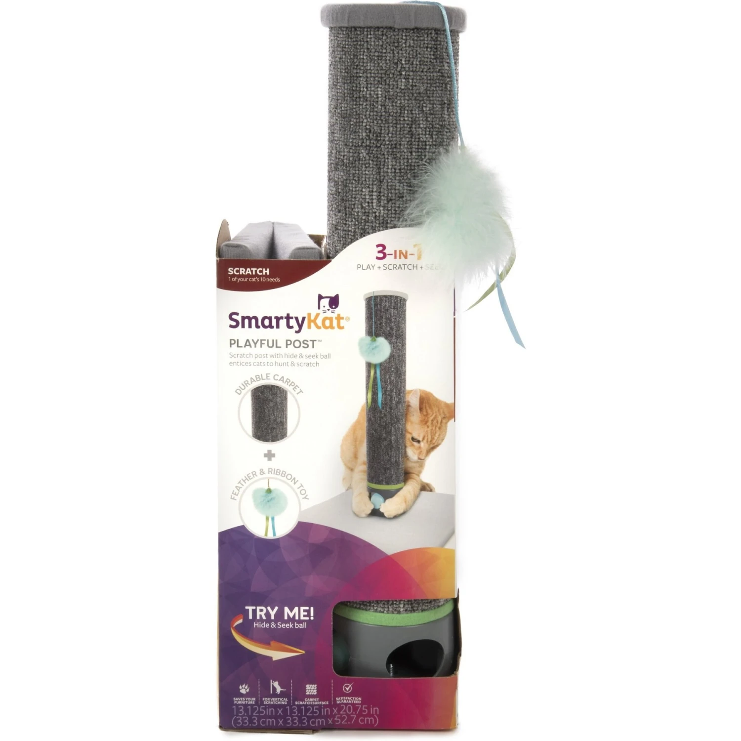 SmartyKat Playful Post Carpet Cat Scratching Post With Track Toy Base 9 SmartyKat Playful Post Carpet Cat Scratching Post With Track Toy Base - Image 7