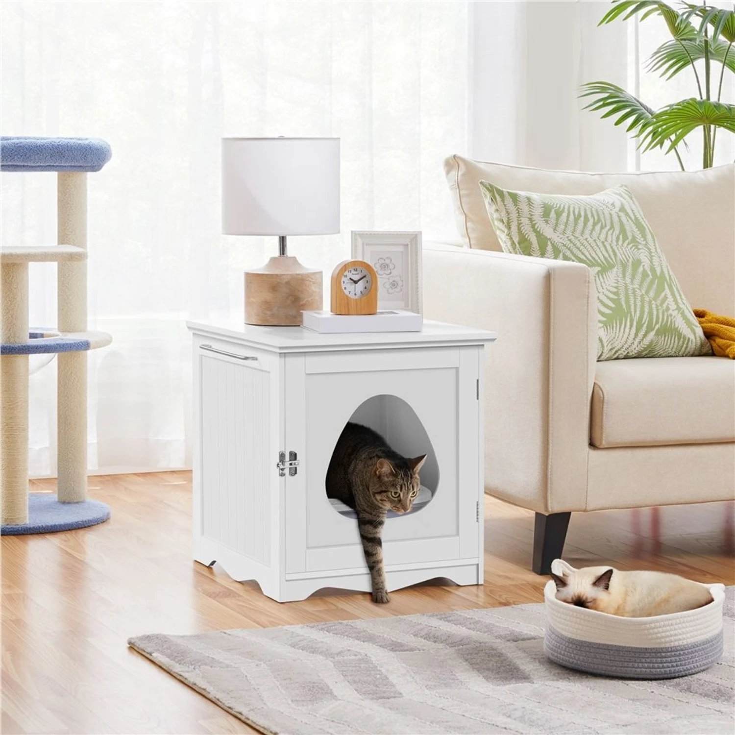 Yaheetech Washroom Bench Enclosed Cat House Cat Litter Box 3 Yaheetech Washroom Bench Enclosed Cat House Cat Litter Box