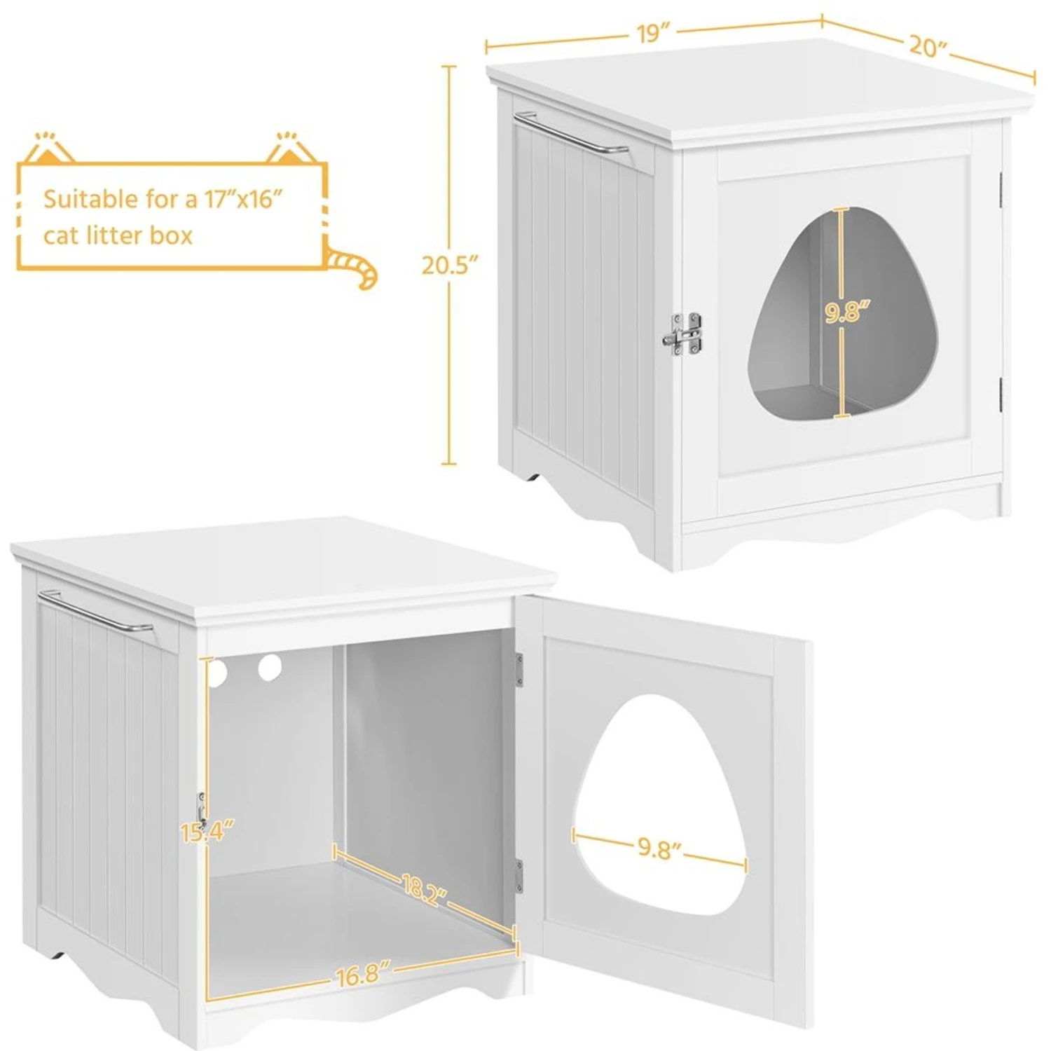 Yaheetech Washroom Bench Enclosed Cat House Cat Litter Box 5 Yaheetech Washroom Bench Enclosed Cat House Cat Litter Box - Image 3