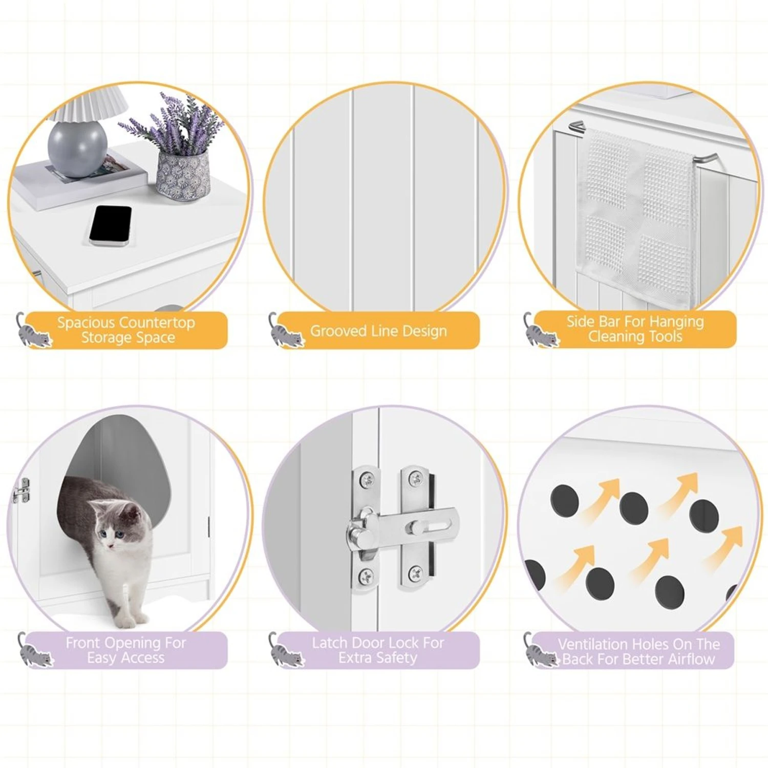 Yaheetech Washroom Bench Enclosed Cat House Cat Litter Box 6 Yaheetech Washroom Bench Enclosed Cat House Cat Litter Box - Image 4