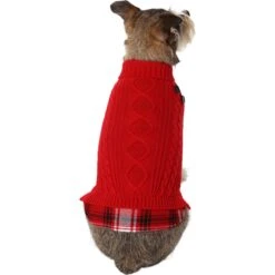 Frisco Plaid Cable Knit Dog & Cat Sweater -Cat Supplies 353611 PT2. AC SS1800 V1659007313