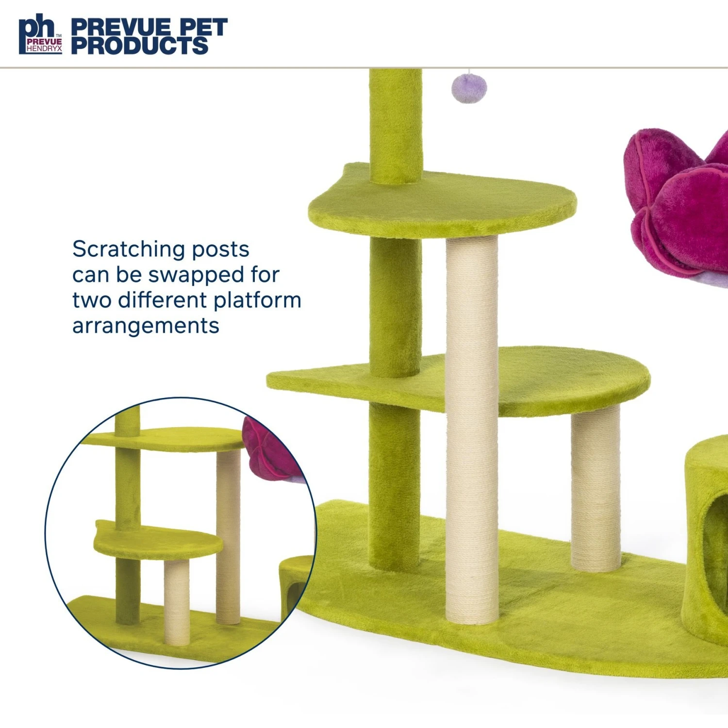 Prevue Pet Products Flower Garden 44.5-in Faux FleeceCat Tree 8 Prevue Pet Products Flower Garden 44.5-in Faux FleeceCat Tree - Image 6