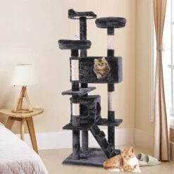 Coziwow By Jaxpety 60-in Tower House Cat Trees, Black