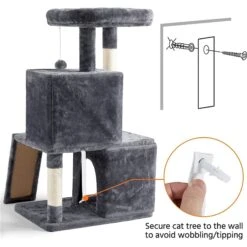 Yaheetech 3 Tiers 42-in Plush Cat Tower With Double Cat Condo -Cat Supplies 358005 PT7. AC SS1800 V1642694375