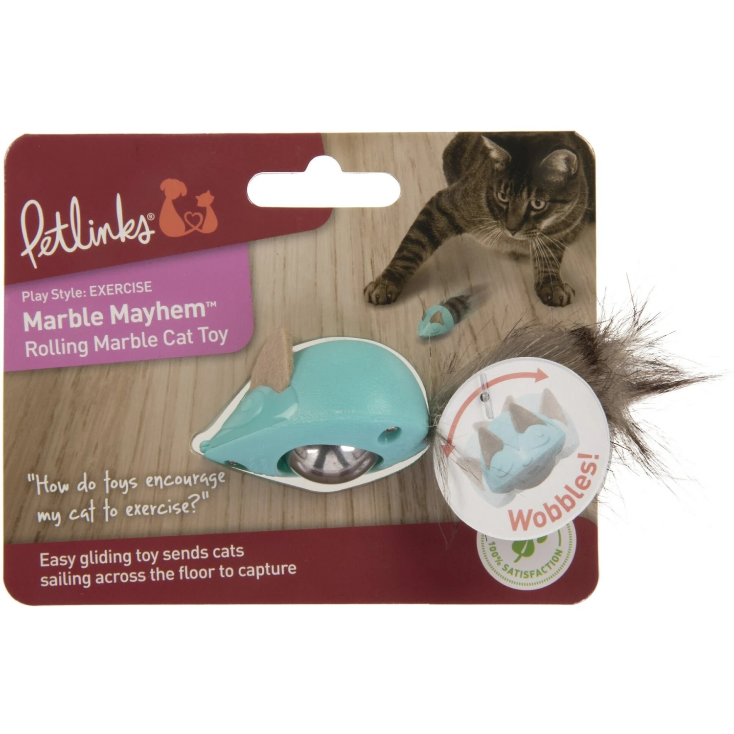 Petlinks Marble Mayhem Rolling Marble Racoon Cat Toy, Teal, Small 3 Petlinks Marble Mayhem Rolling Marble Racoon Cat Toy, Teal, Small