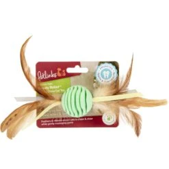 Petlinks Rowdy Roller Dental Chew Ball Cat Toy, Green, Small