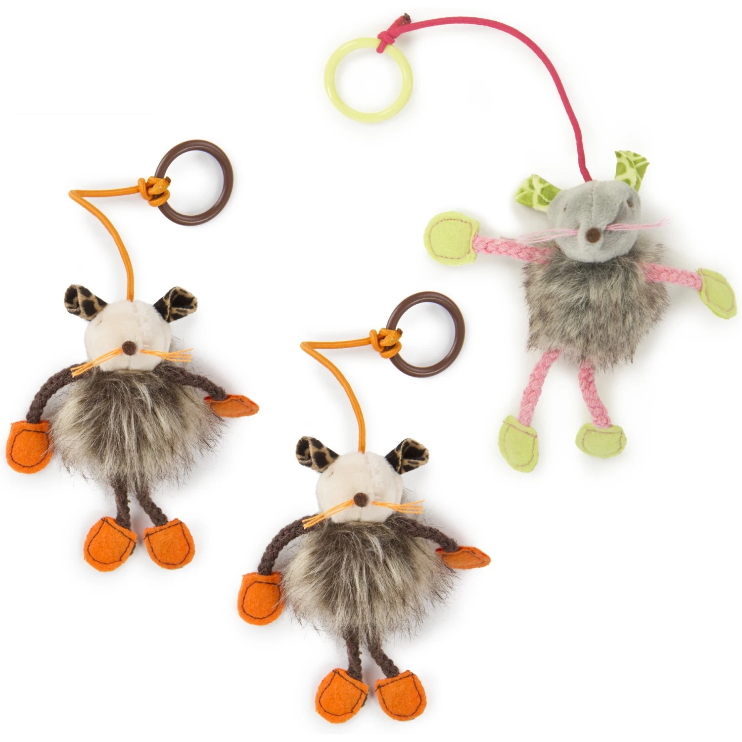 SmartyKat Bouncy Mouse Plush Dangler Catnip Cat Toy, Orange & Gray, Small, 3 Count 3 SmartyKat Bouncy Mouse Plush Dangler Catnip Cat Toy, Orange & Gray, Small, 3 Count