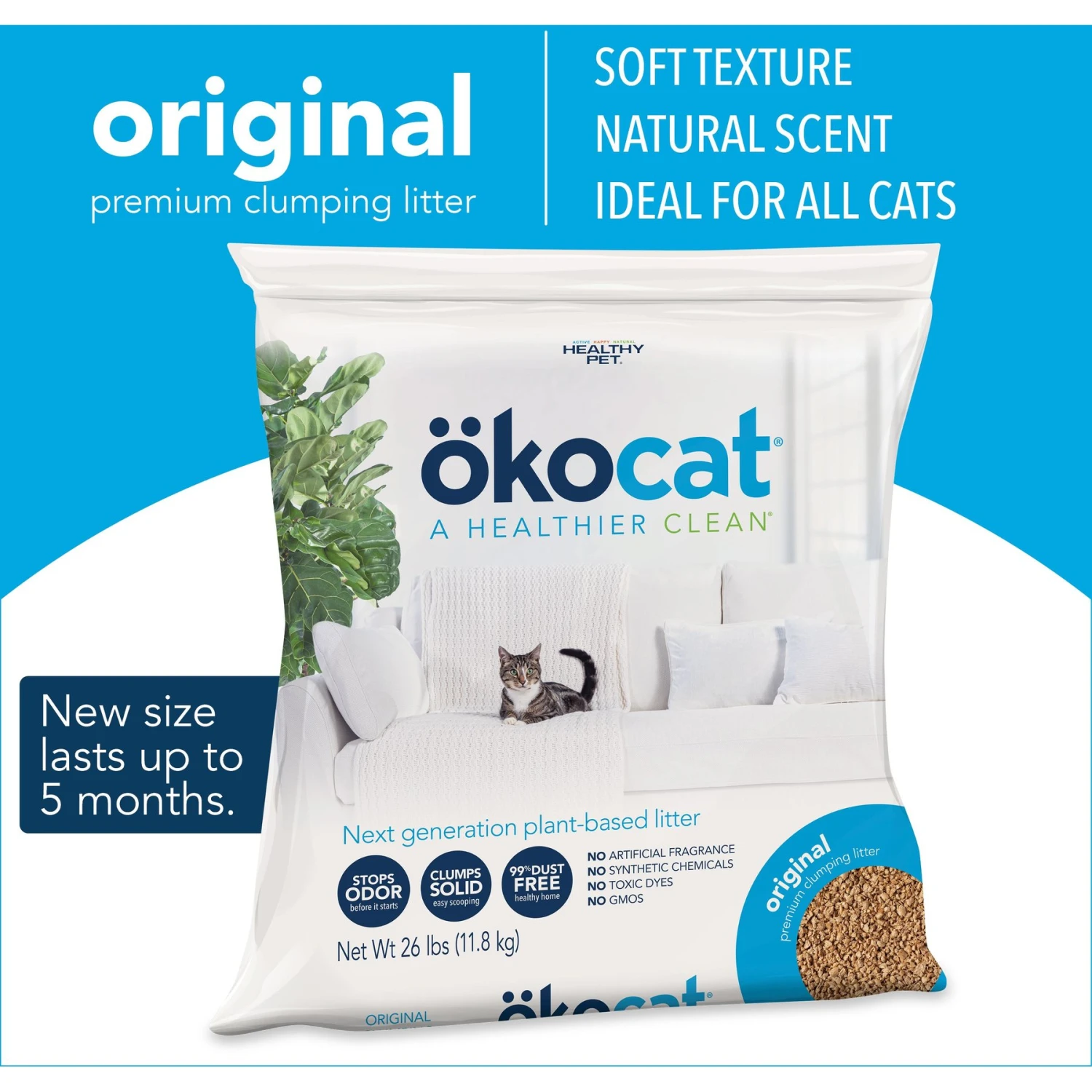 Okocat Original Premium Wood Clumping Cat Litter 4 Okocat Original Premium Wood Clumping Cat Litter - Image 2