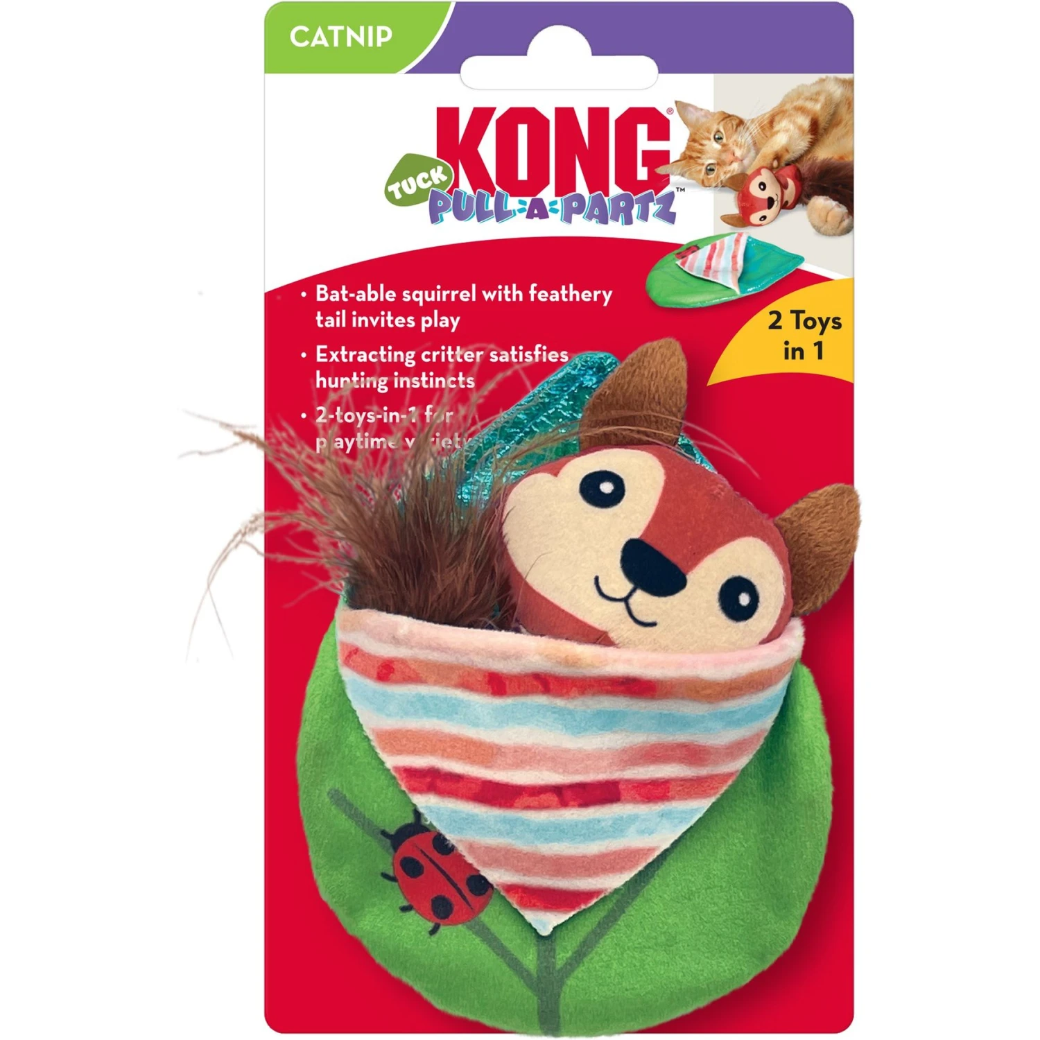 KONG Pull-A-Partz Tuck 2 In 1 Catnip Cat Toy 3 KONG Pull-A-Partz Tuck 2 In 1 Catnip Cat Toy - Image 2