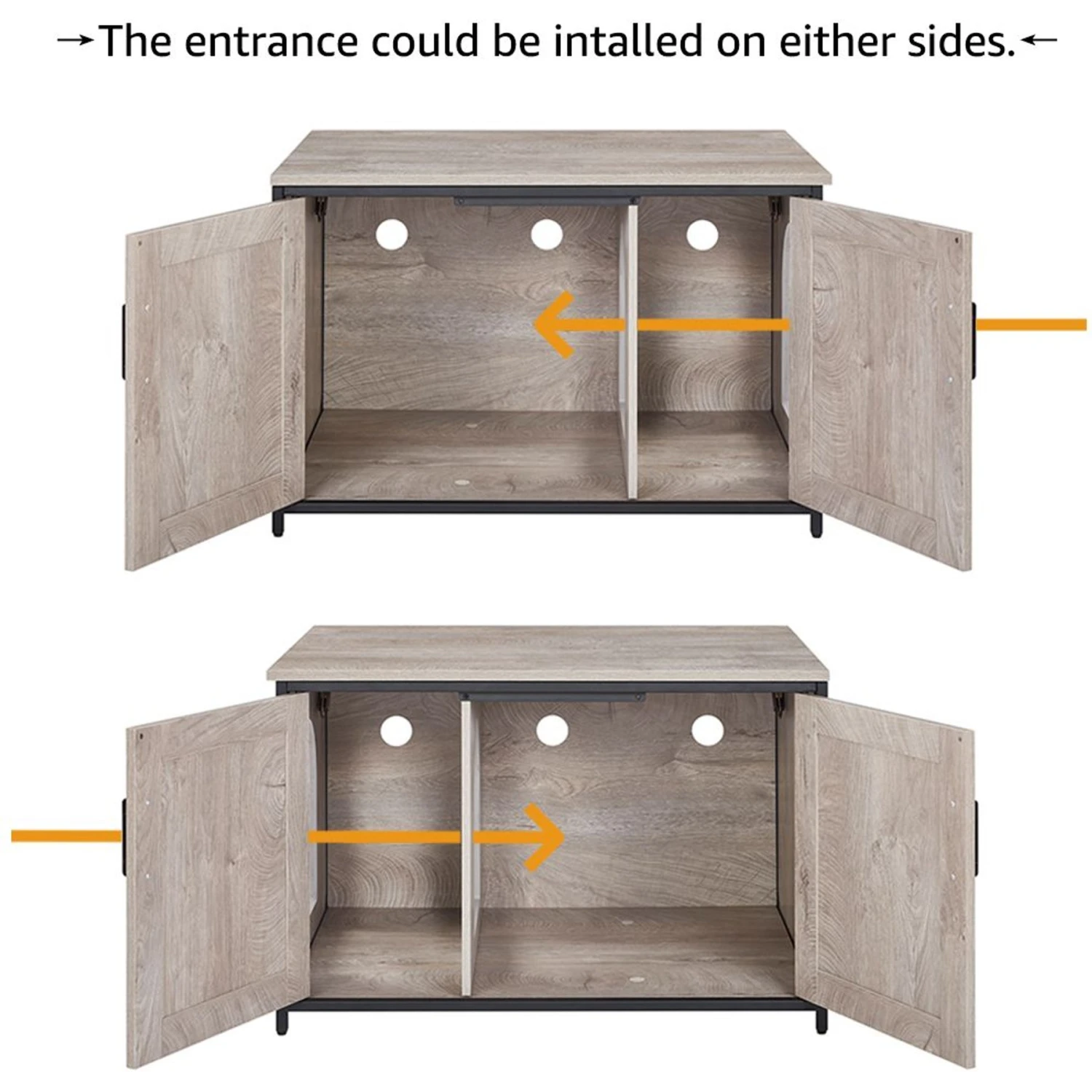 Unipaws Cat Litter Box Enclosure With Top Opening, Weathered Gray 8 Unipaws Cat Litter Box Enclosure With Top Opening, Weathered Gray - Image 6